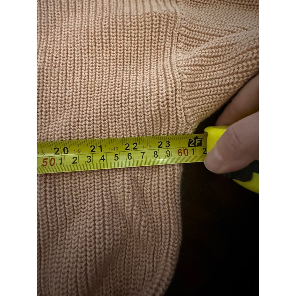 LOFT Women’s Chunky Knit V-Neck Sweater – Size Large – 100% Cotton Peach - Picture 8 of 10